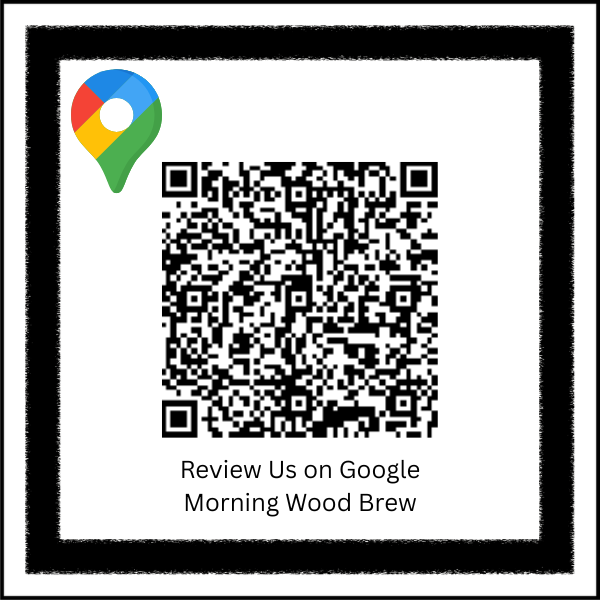 QR code to leave a Google review for Morning Wood Brew
