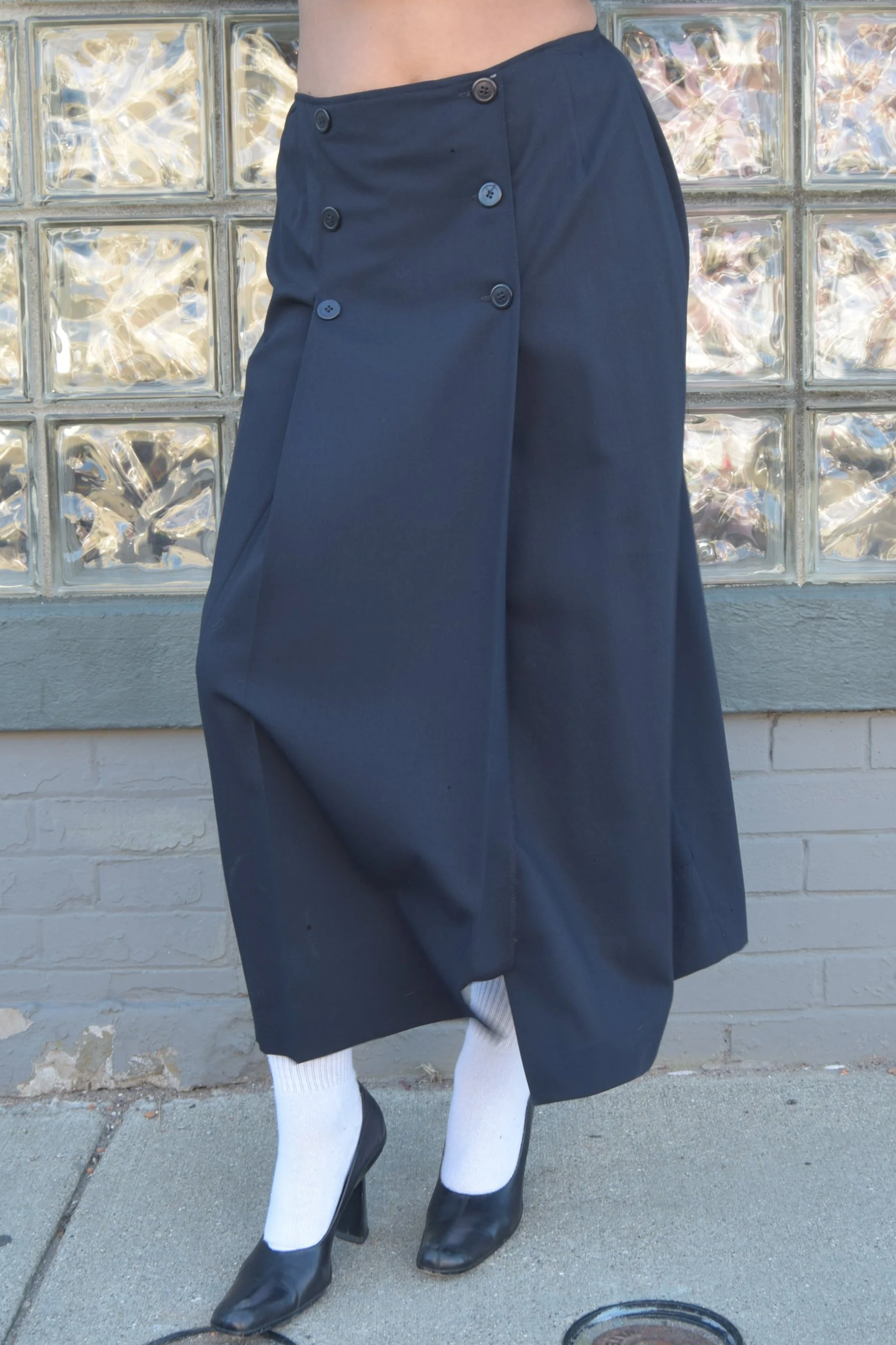 BROOKS BROTHERS Deep Navy Buttoned Wrap Maxi Skirt