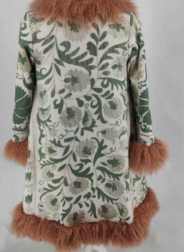 Handmade Suzani Shearling coat