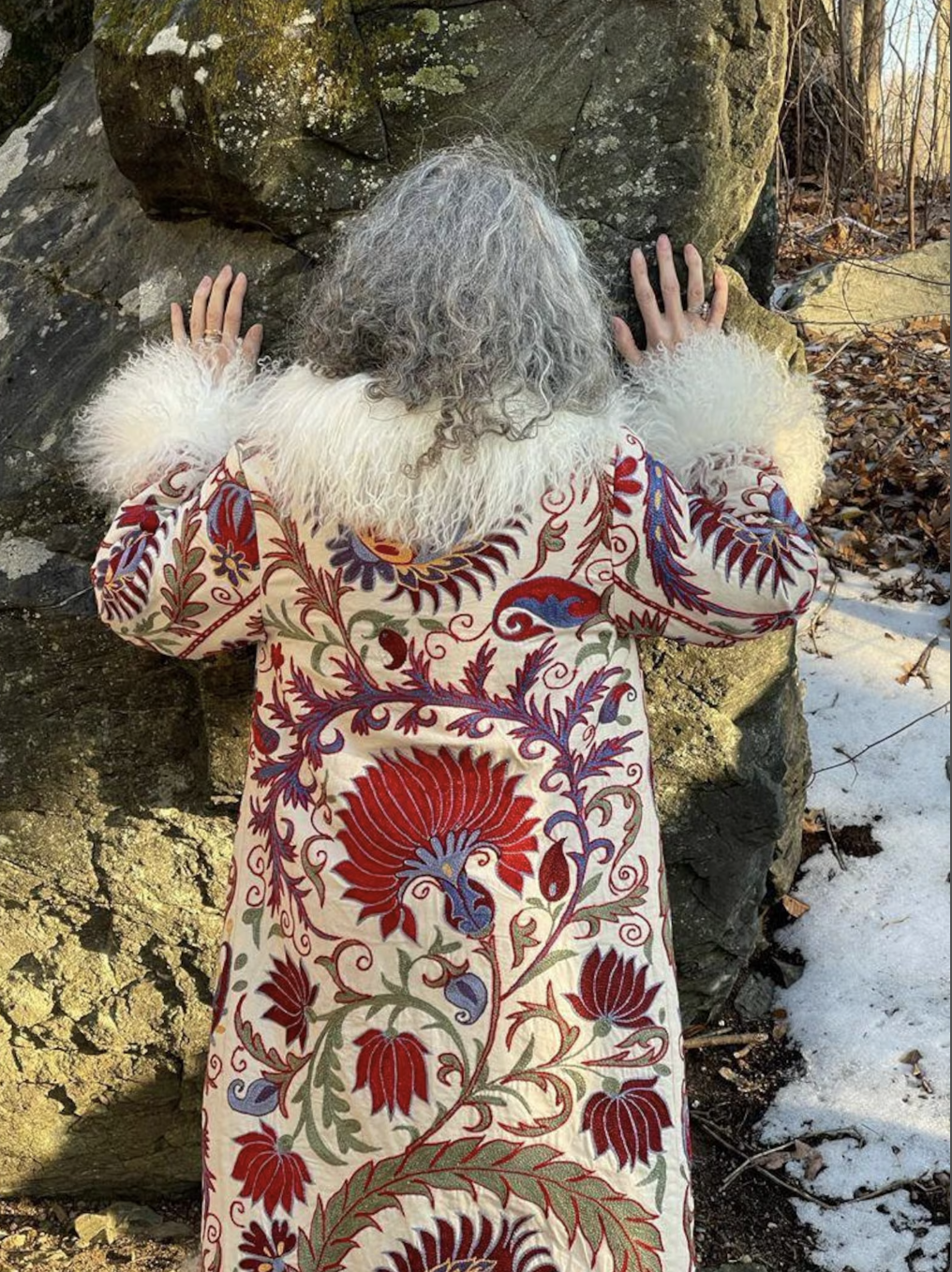 Handmade Suzani Shearling coat