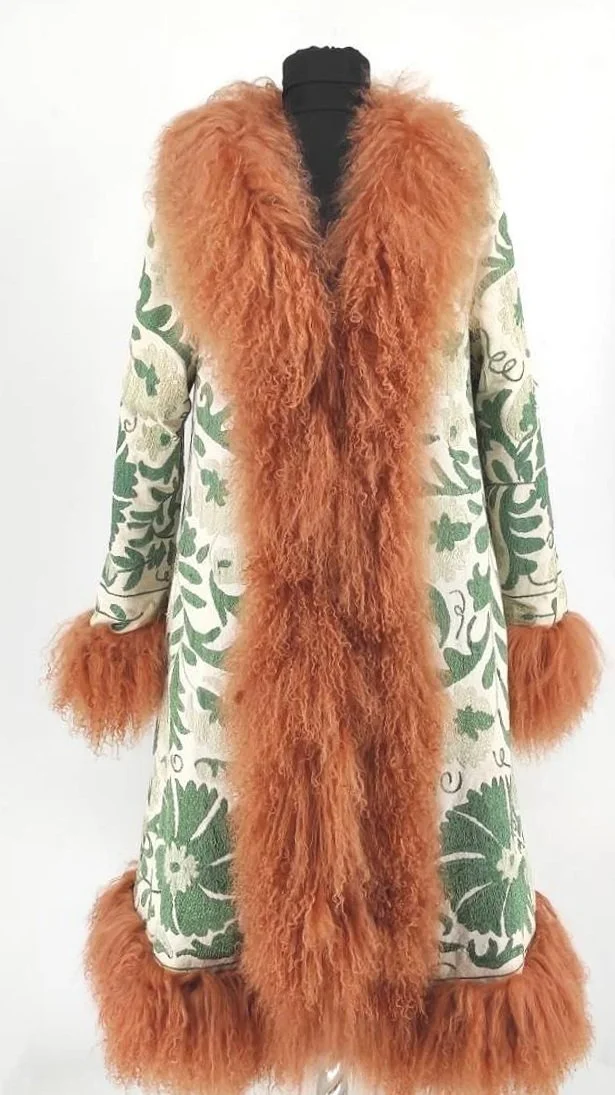 Custom Handmade Afghan Suzani Shearling Coat