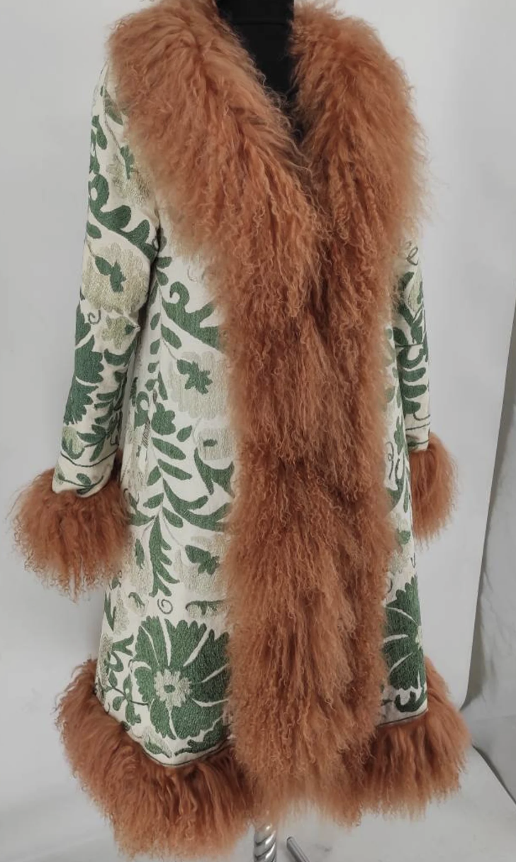 Suzani Shearling Trim Coat