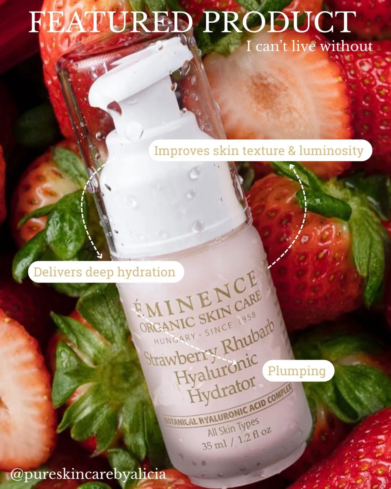 Product Highlight I use daily🍓Eminence Link in Bio to purchase! 
Eminence Organic&rsquo;s Strawberry Rhubarb Hyaluronic Hydrator is a lightweight gel-cream that instantly rejuvenates the appearance of dull, tired skin. Formulated with an innovative 