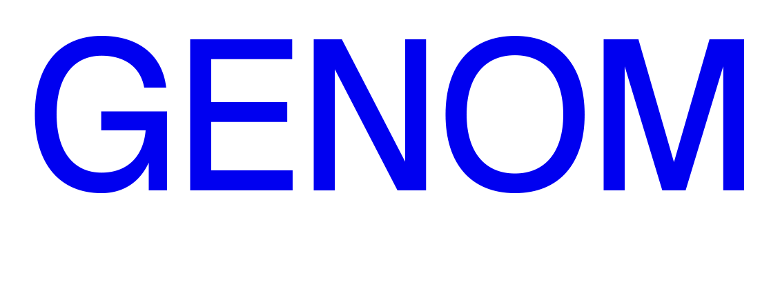 Logo for GENOM Records, with 'GENOM' in large blue uppercase letters and 'records' in white lowercase letters beneath.