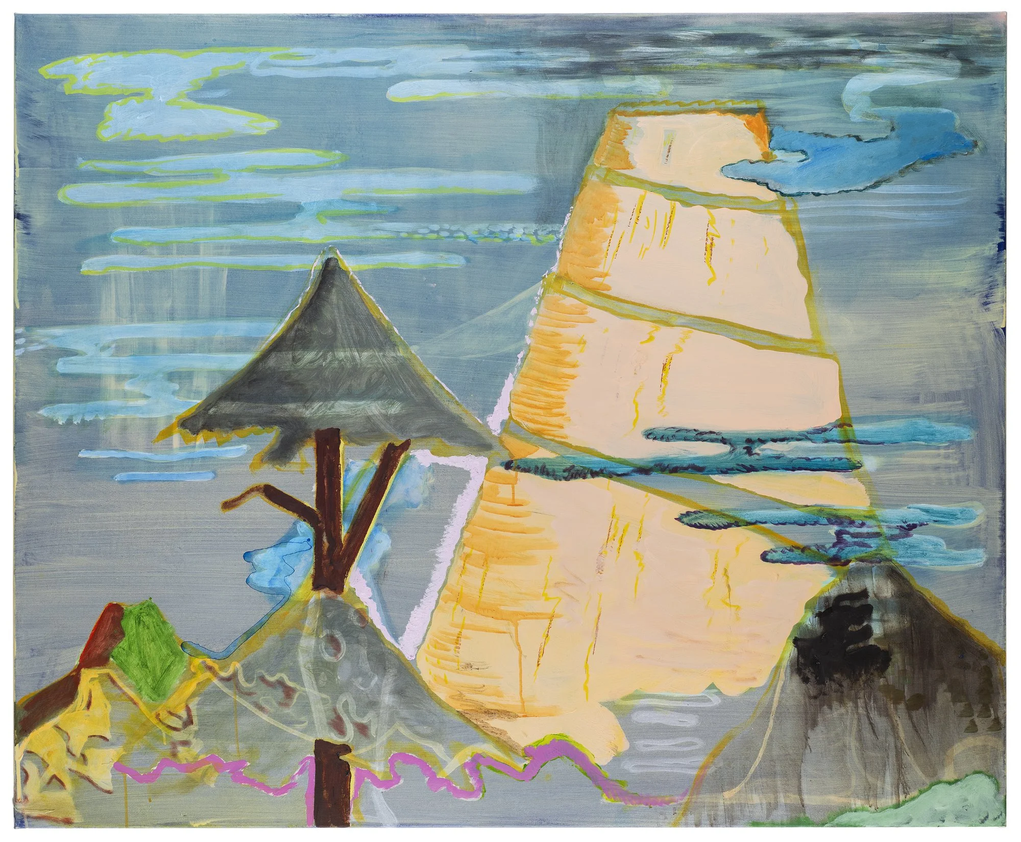 Fliegender Berg, 2025 oil and acrylics on canvas, 115x140 cm