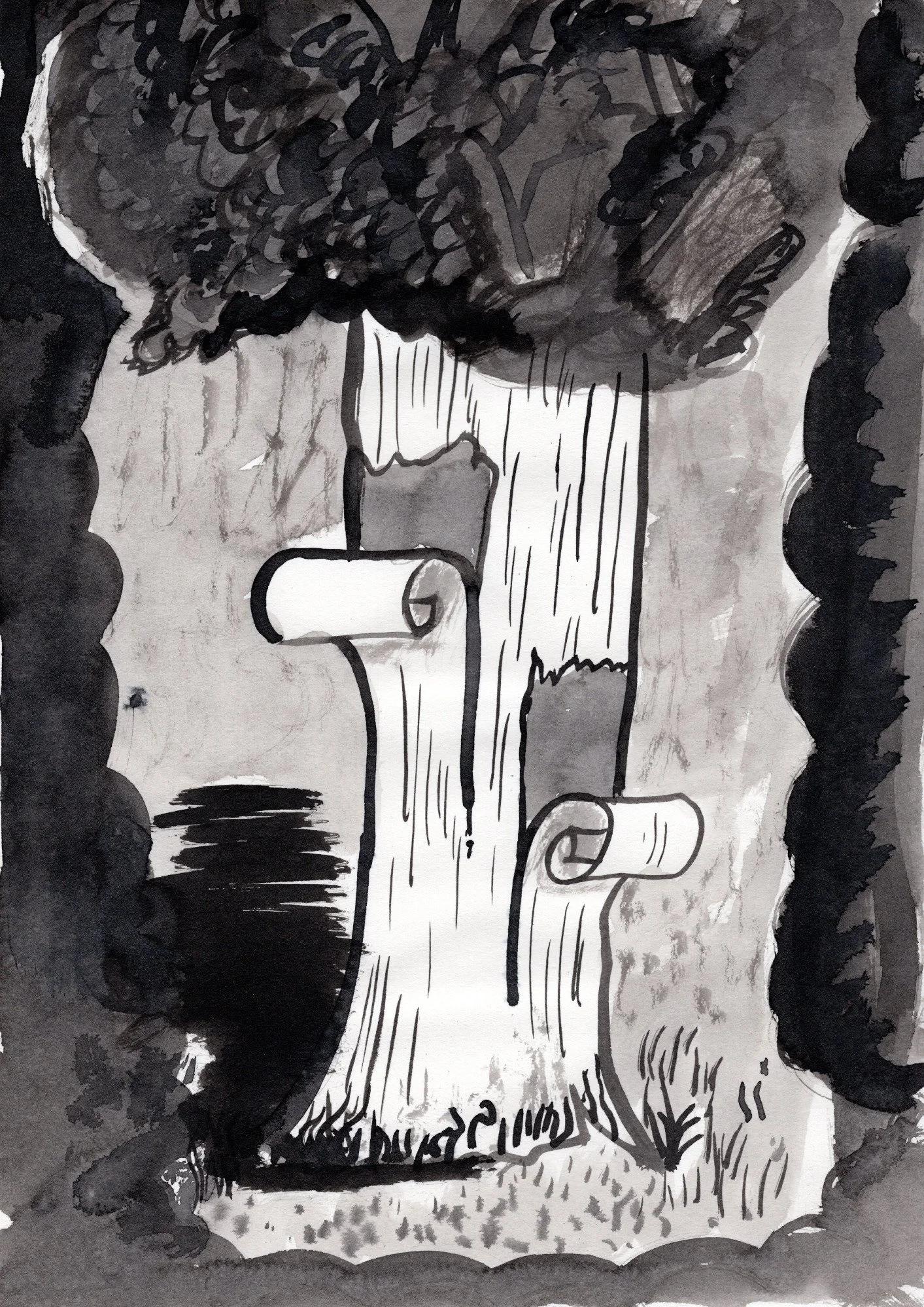 Rinde, 2025 ink on paper, 29,7 x 21 cm