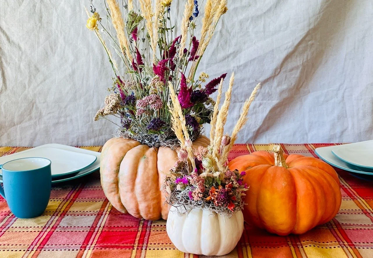 Dried Floral Pumpkin