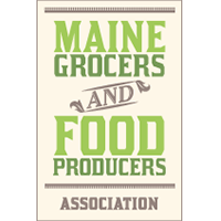 Maine Grocers and Food Producers Association logo with green and brown text on a white background.