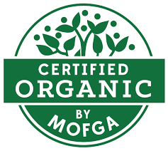 Certified Organic by MOFGA logo with green leafy design
