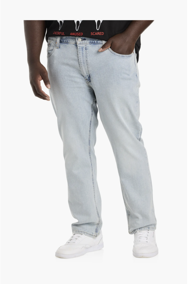 Hiroshi Kato The Hammer straight fit Japanese selvedge jeans with 4-way stretch, styled on a man with an athletic build.