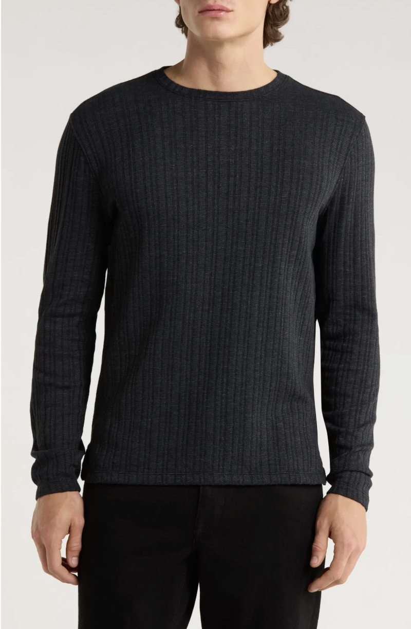 Fern Feeder Stripe Rib Long Sleeve T-Shirt John Varvatos