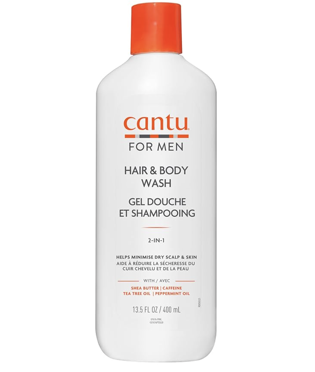 Cantu Men's 3-in-1 Shampoo, Conditioner, and Body Wash, recommended for men with textured or curly hair in 2026.
