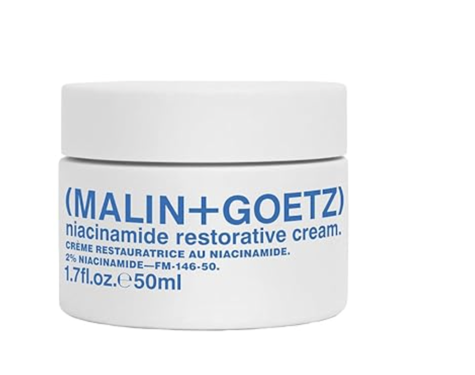 Malin+Goetz Niacinamide Restorative Cream, a premium men's facial moisturizer designed to improve skin texture and tone.