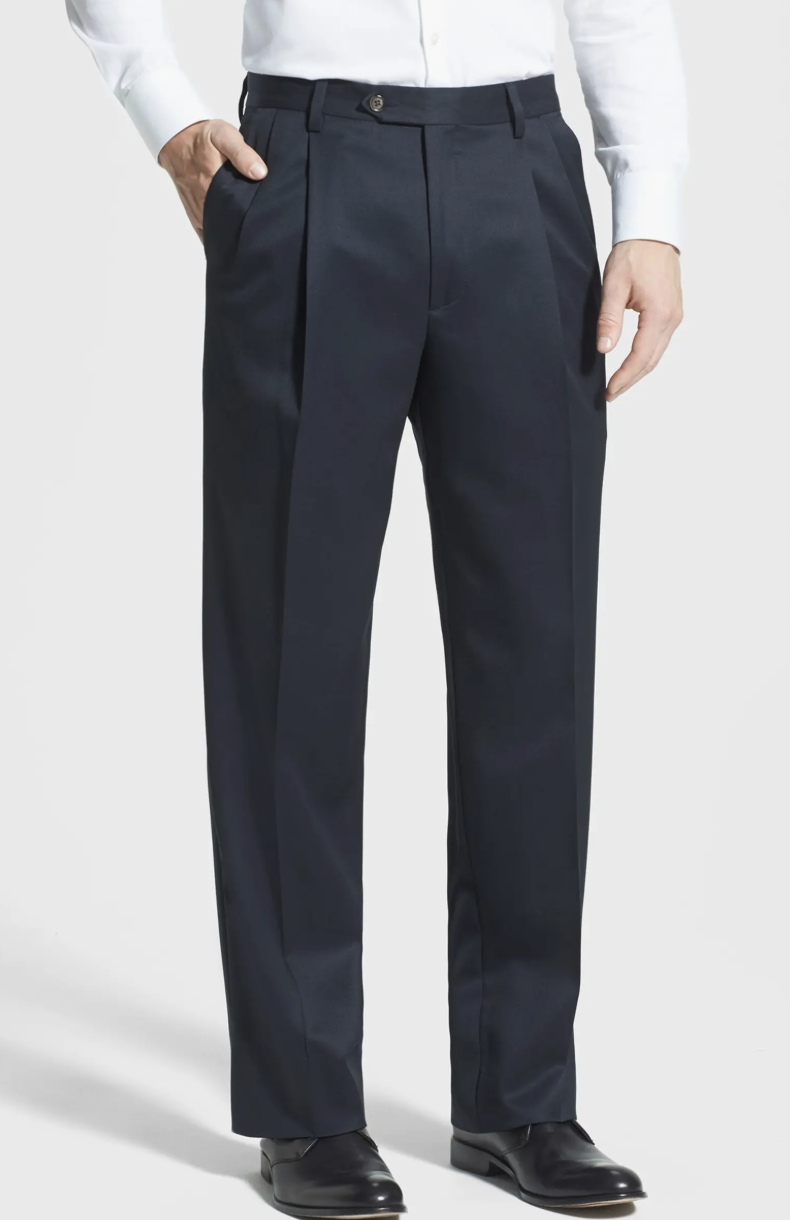 Pleated Classic Fit Wool Gabardine Dress Pants Berle