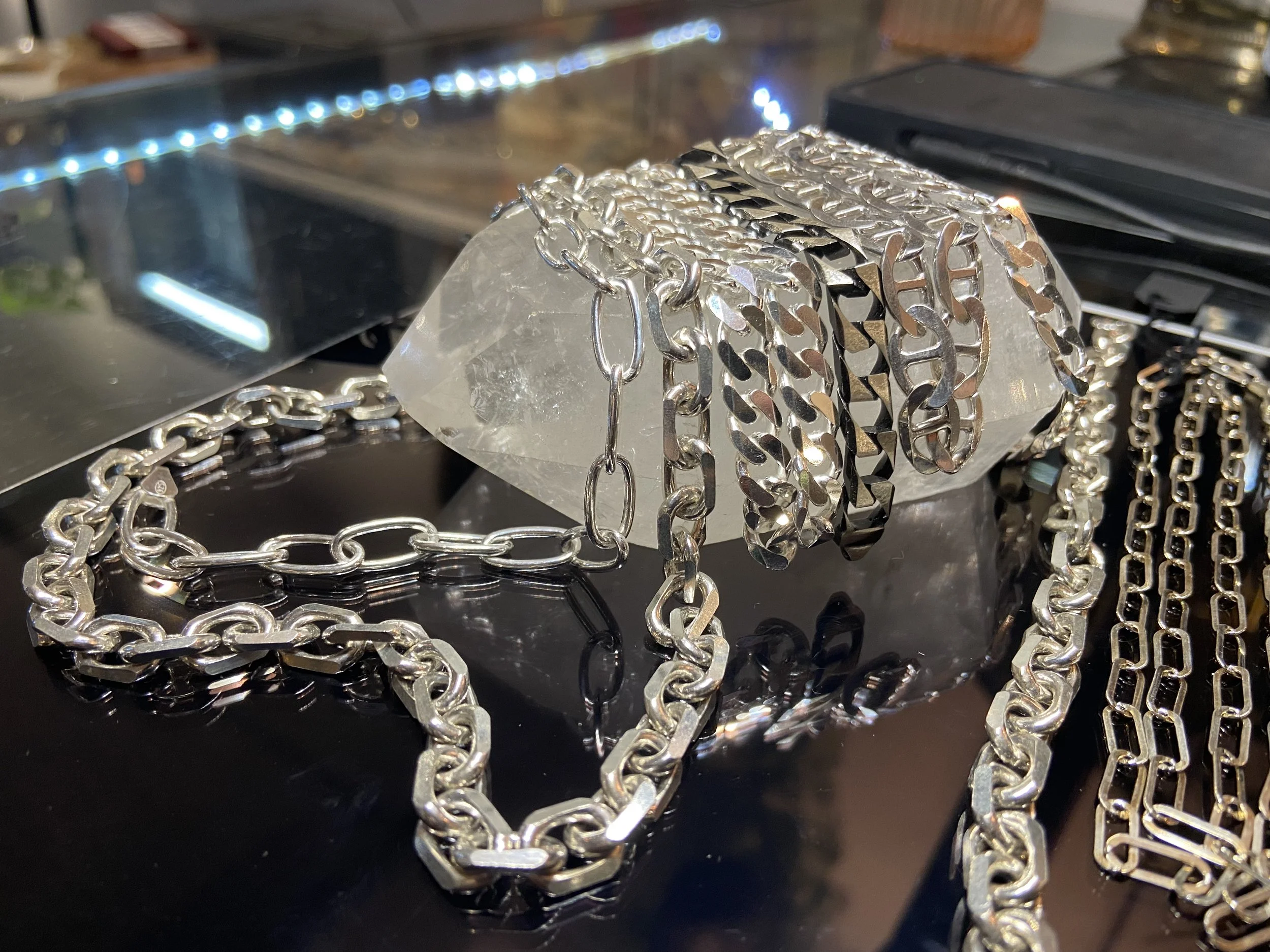 chunky sterling silver chain assortment