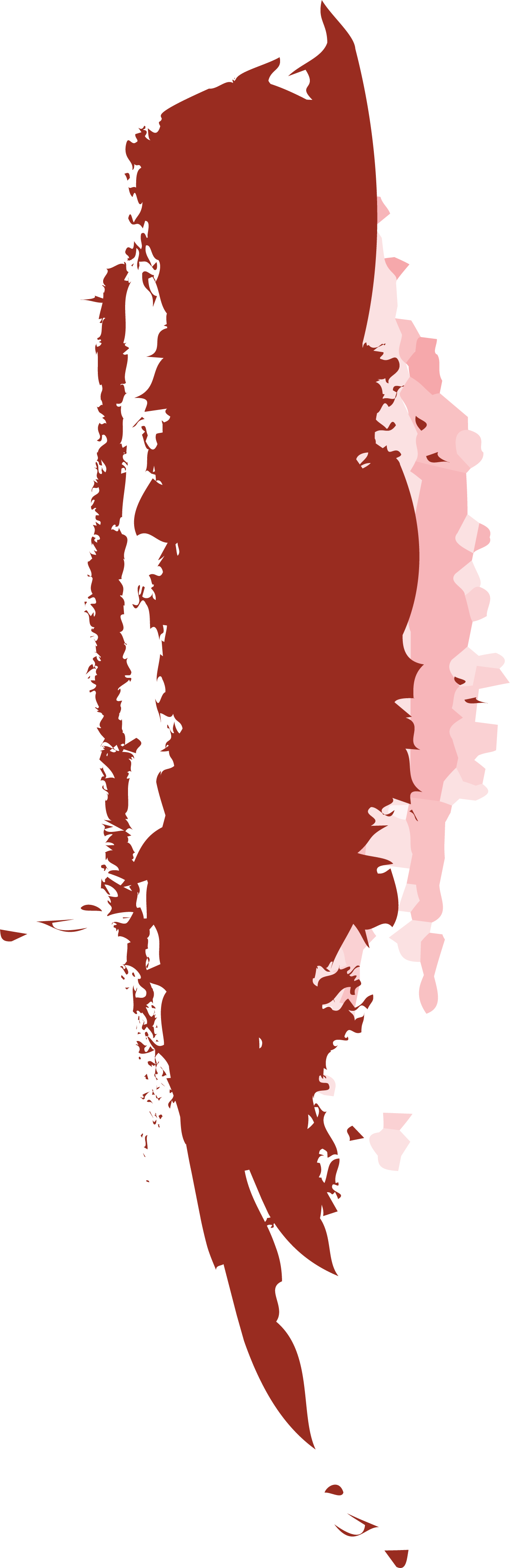 Stylized digital illustration of a woman with long brown hair and pink highlights.