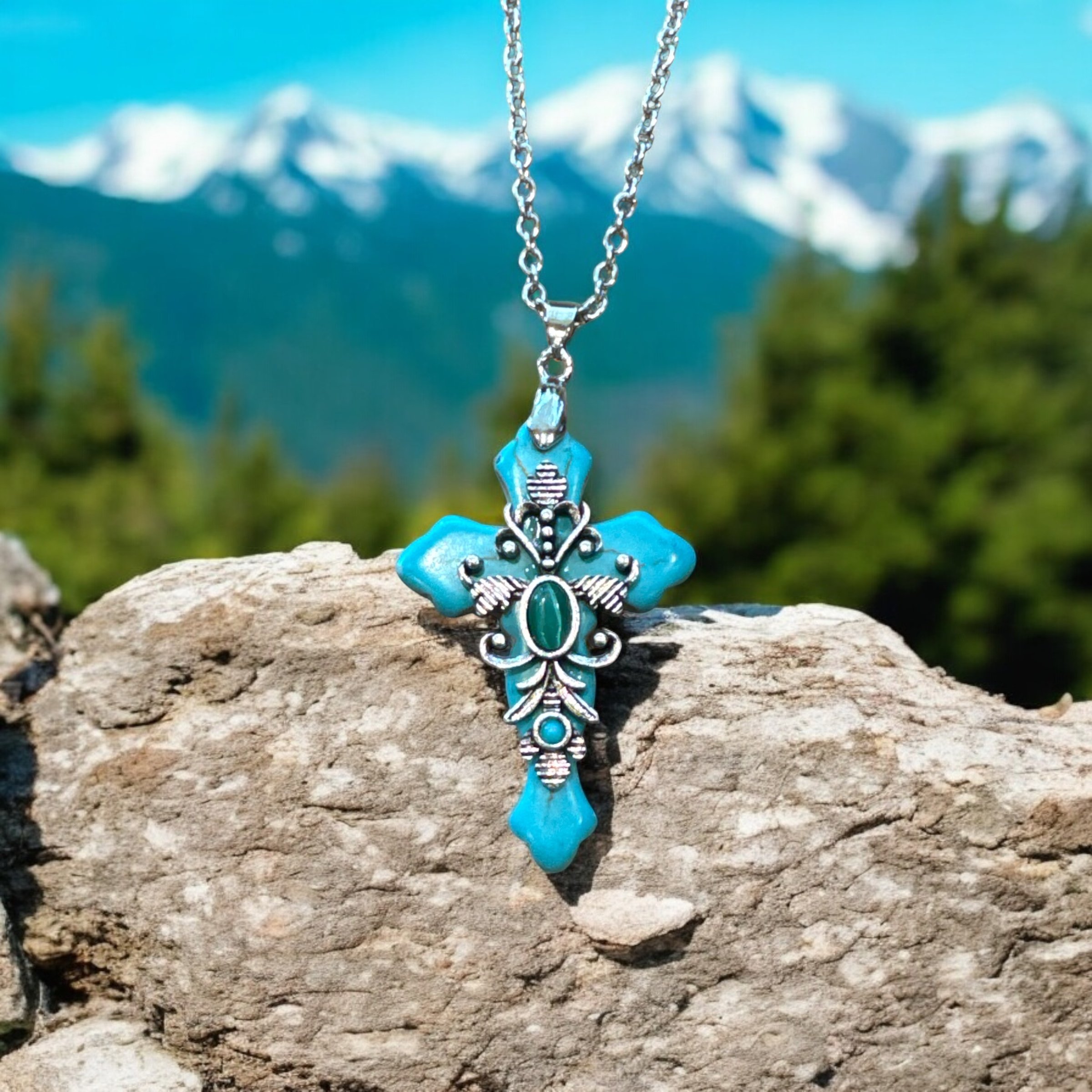 Item 702. Cross with silver decoration