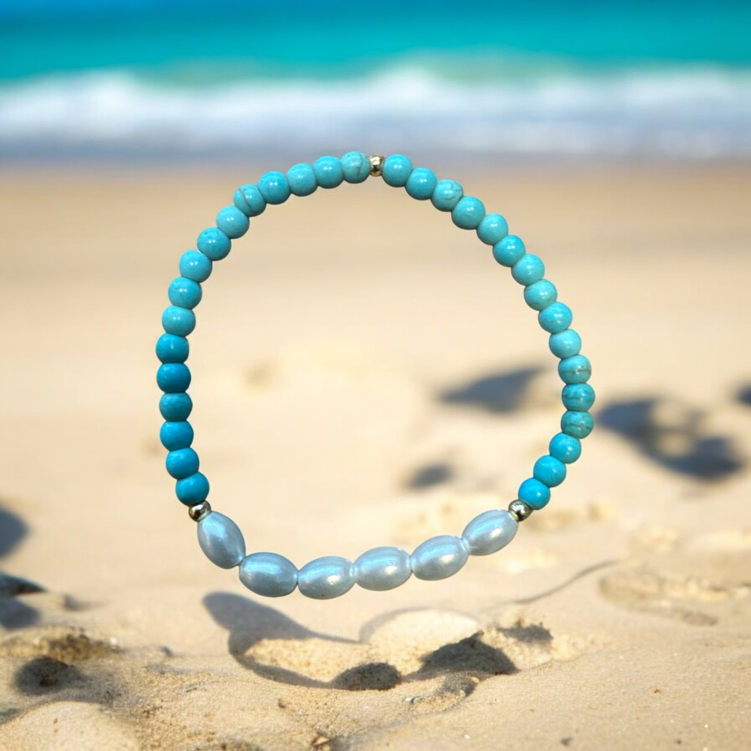 Item 588 Bracelet turquoise with 6 pearls