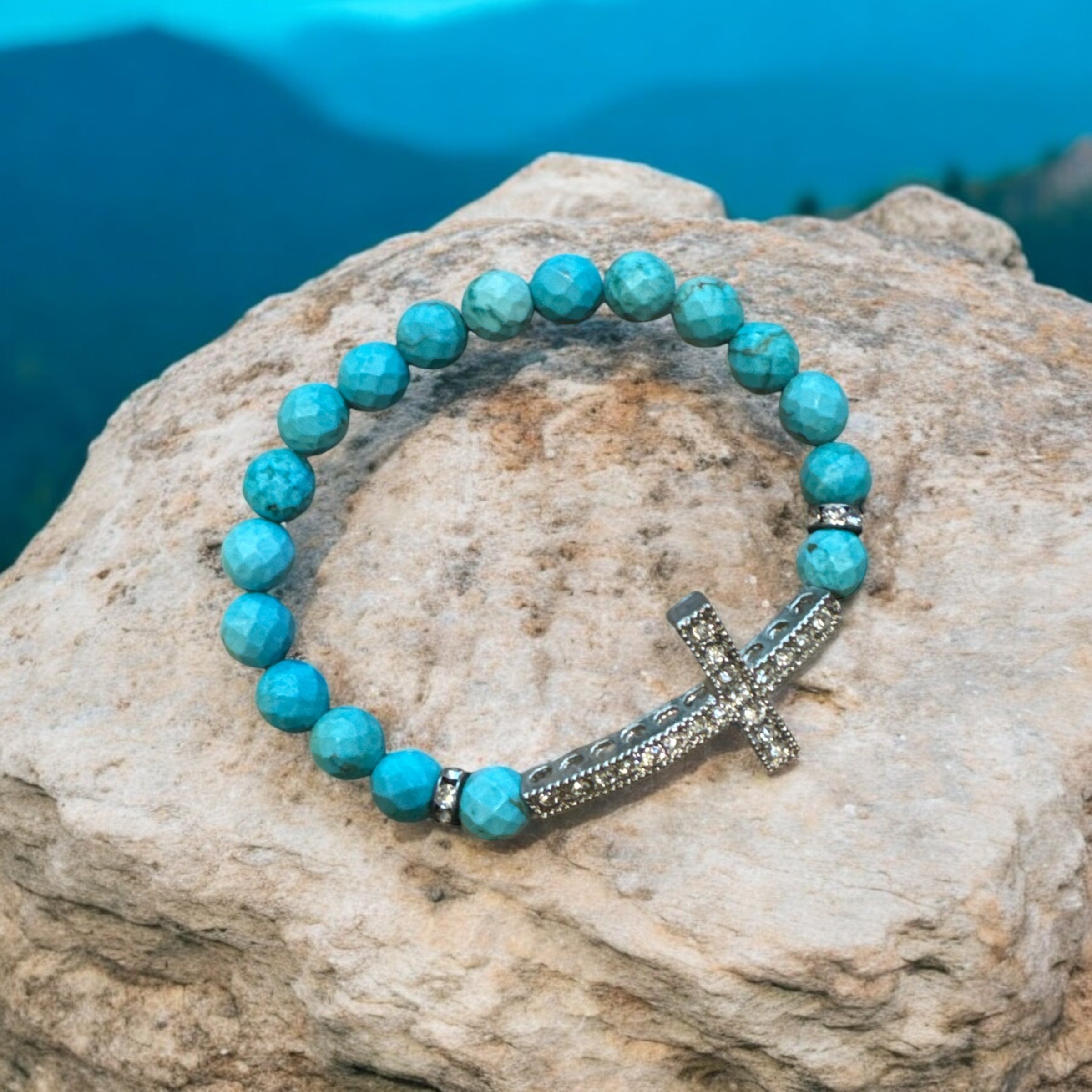 Item 590. Turquoise beads with Cross