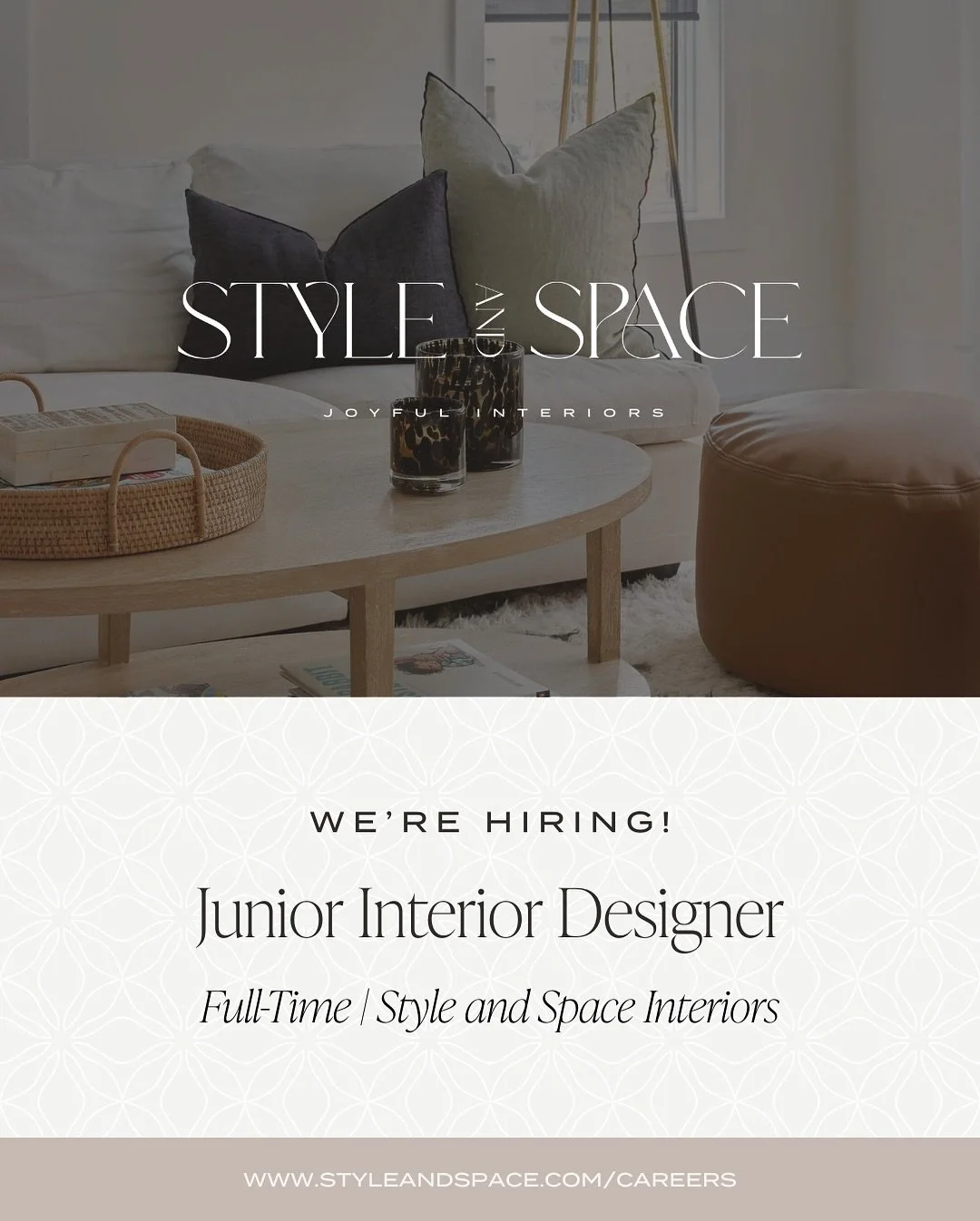 Style and Space is hiring! 🤩
 
Looking for a fulfilling interior design career? We&rsquo;re hiring a Junior Interior Designer to join our growing team. 
 
This is a full-time position for someone who is creative, detail-oriented, and deeply passiona