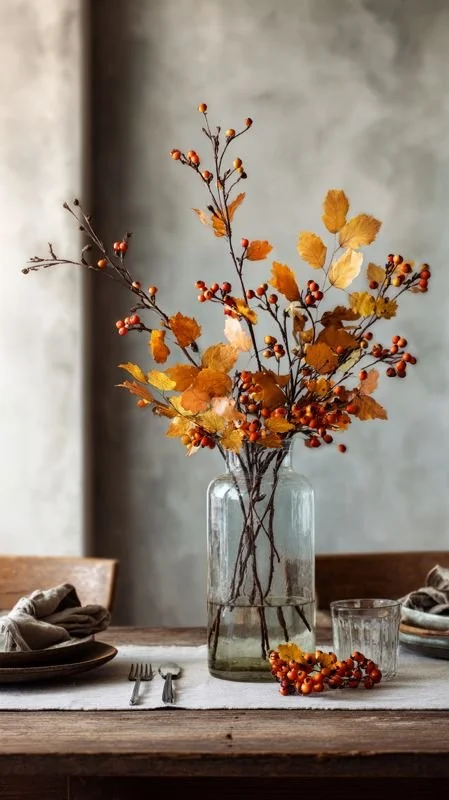 Thanksgiving centerpiece idea with autumnal branches
