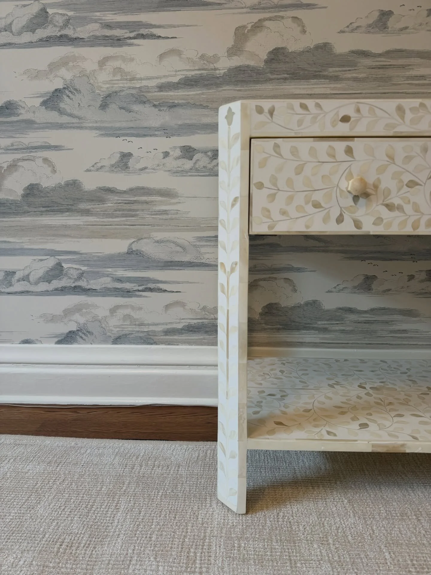 A few favorite details from our Upper West Side install 🤍
 
The gorgeous wallpaper from @thibaut_1886 sets the tone, and the room is layered with subtle patterns and textures throughout. It&rsquo;s joyful, a little whimsical, and just the right amou