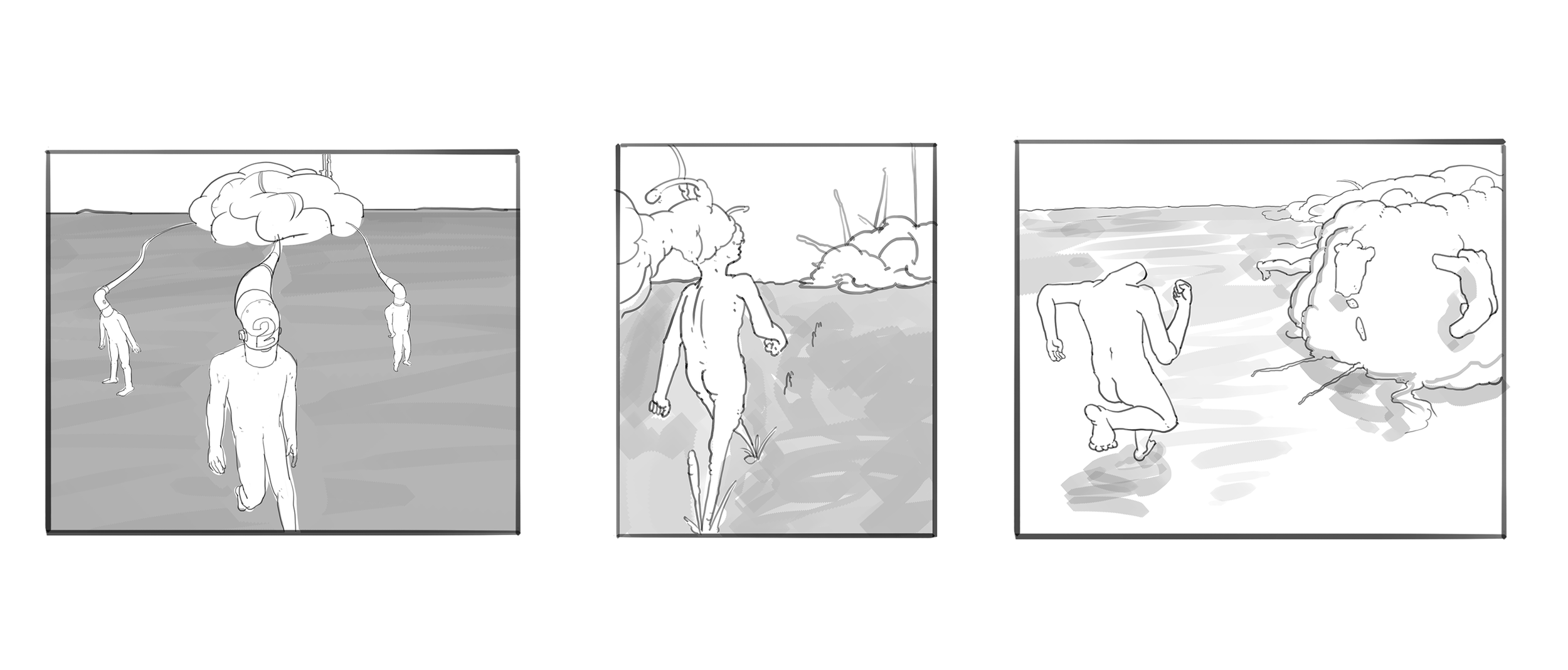 Three sketches to suggests an overall idea.