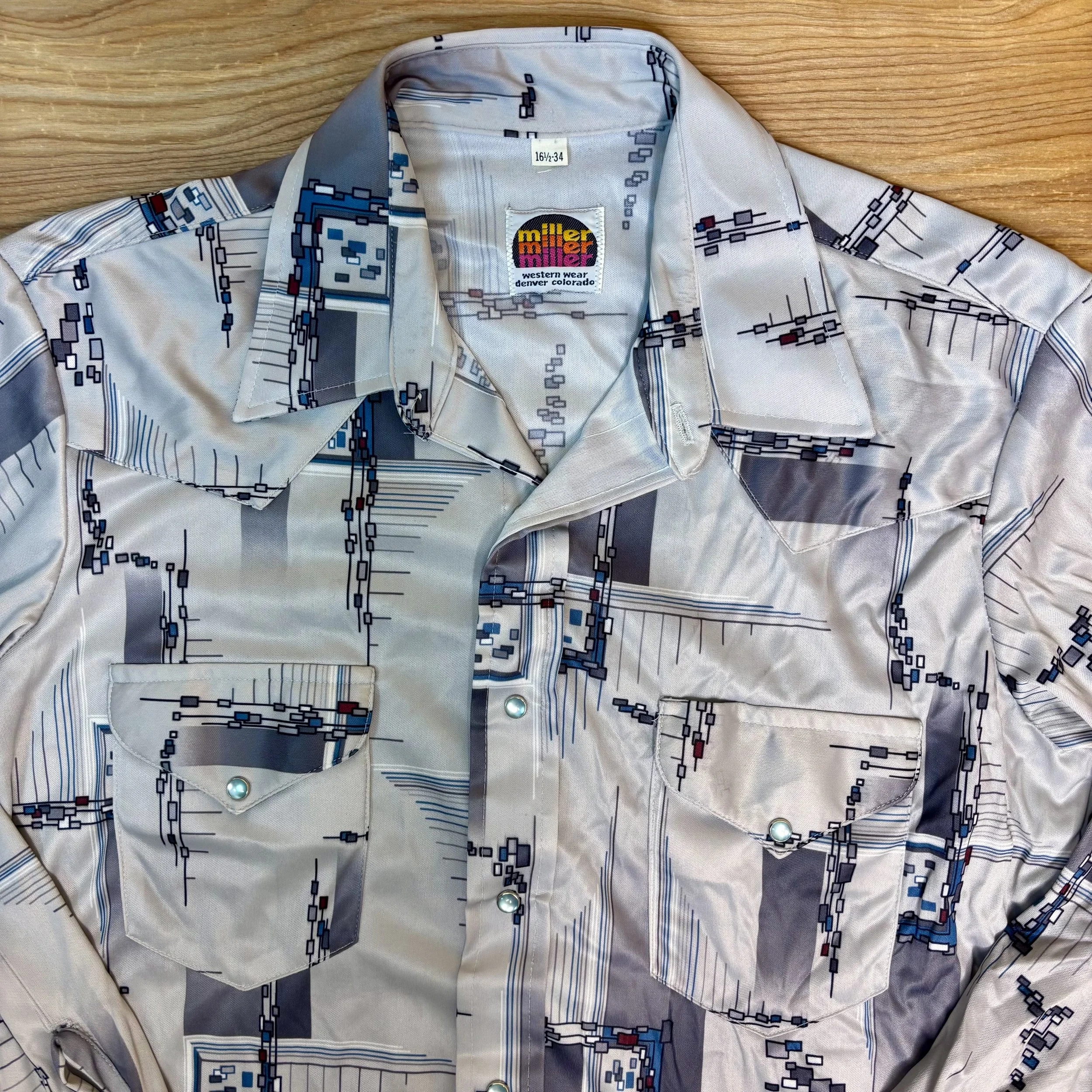 Collar and label detail on 1970s Miller Western Wear shirt