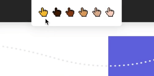 Selection of six different hand cursor icons in various skin tones, from yellow to pink.