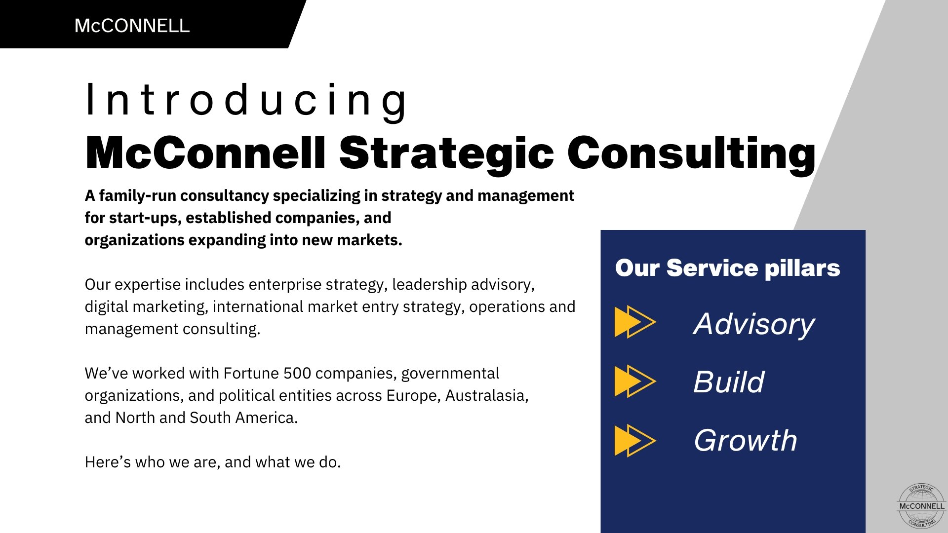 Presentation for McConnell Strategic Consulting