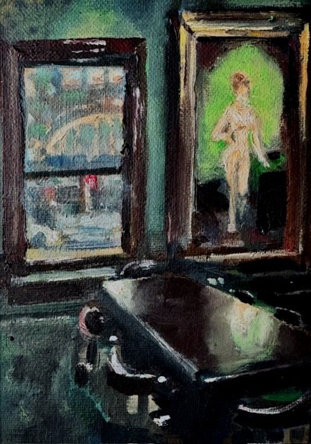 Chloe's dining room 5x7 Oil on Canvas