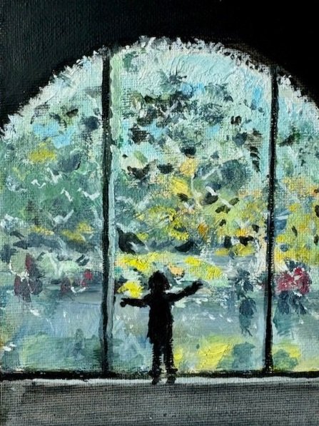 NGV touching the glass 5x7 Oil on Canvas Sold