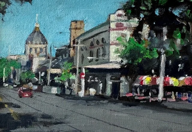 Latte on Gertrude  St 7 x 5 oil on canvas