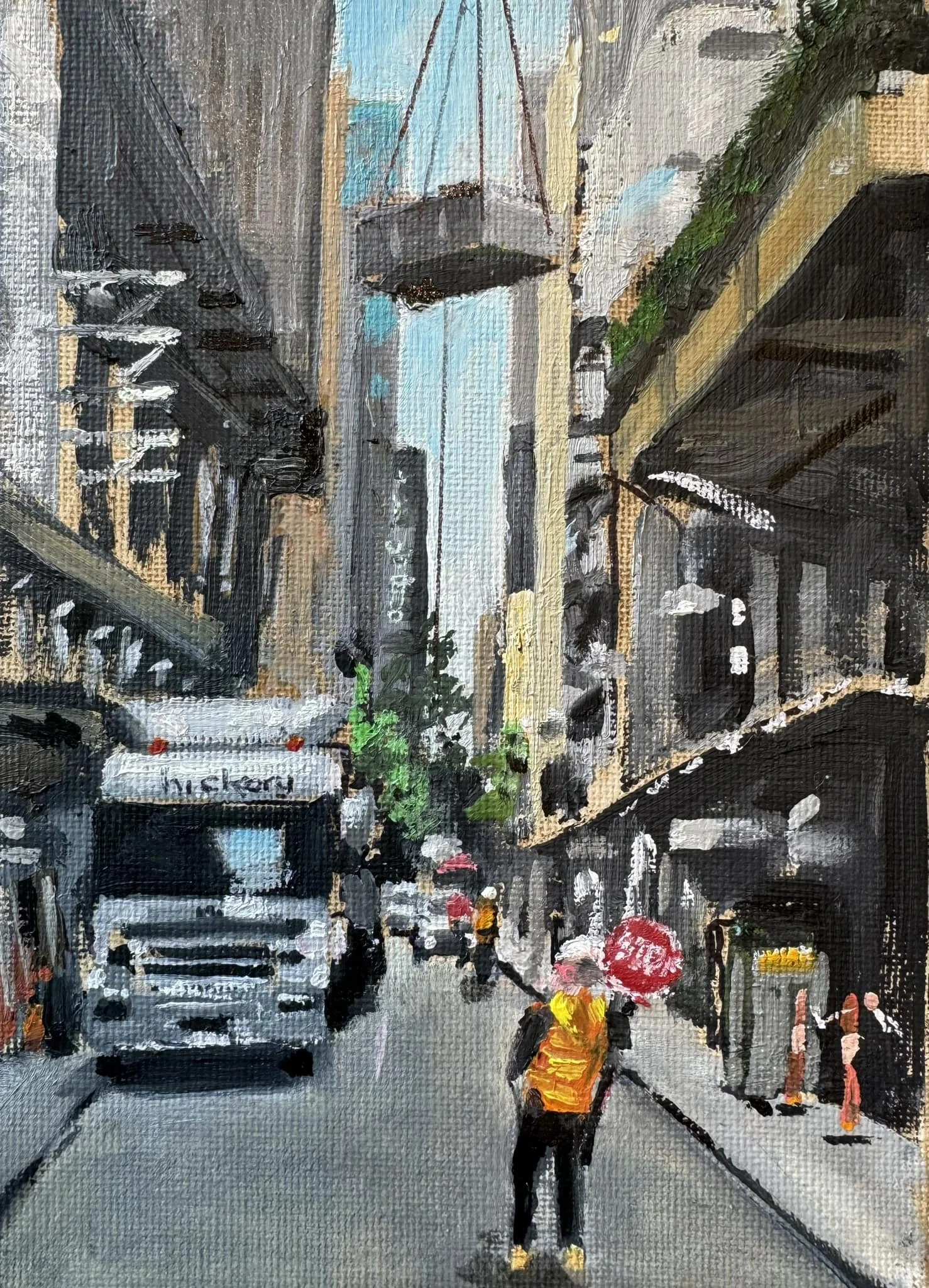 Construction on Lt Collins 5x7 Oil on Canvas Sold