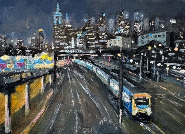 Train Richmond Bound 7 x 5 Oil on Canvas