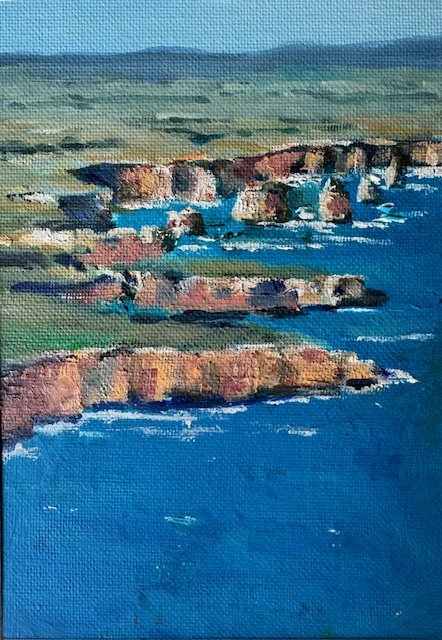 Flight over 12 Apostles 5x7 Oil on Canvas