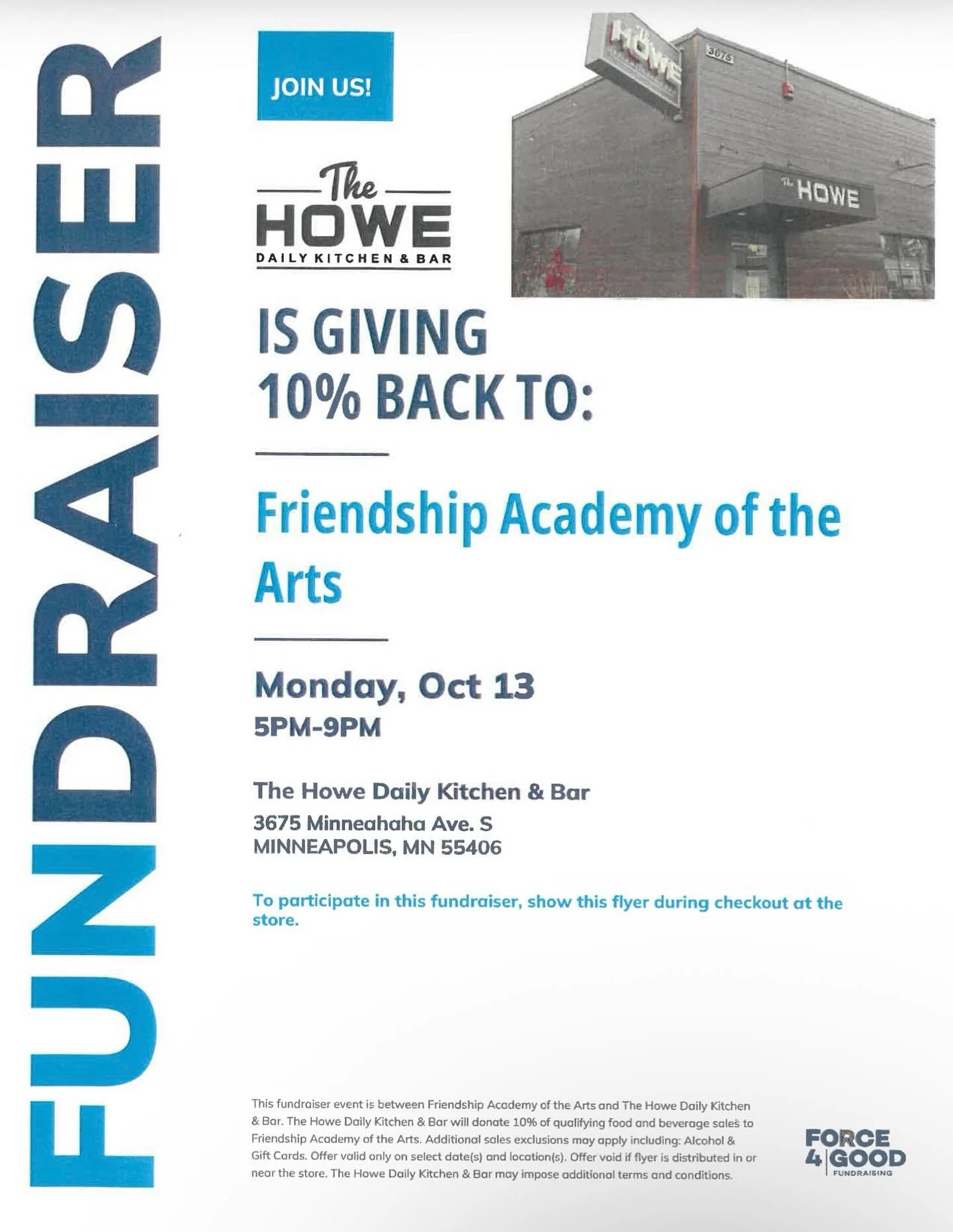 Tonight!  Come get a great meal and support our great school!