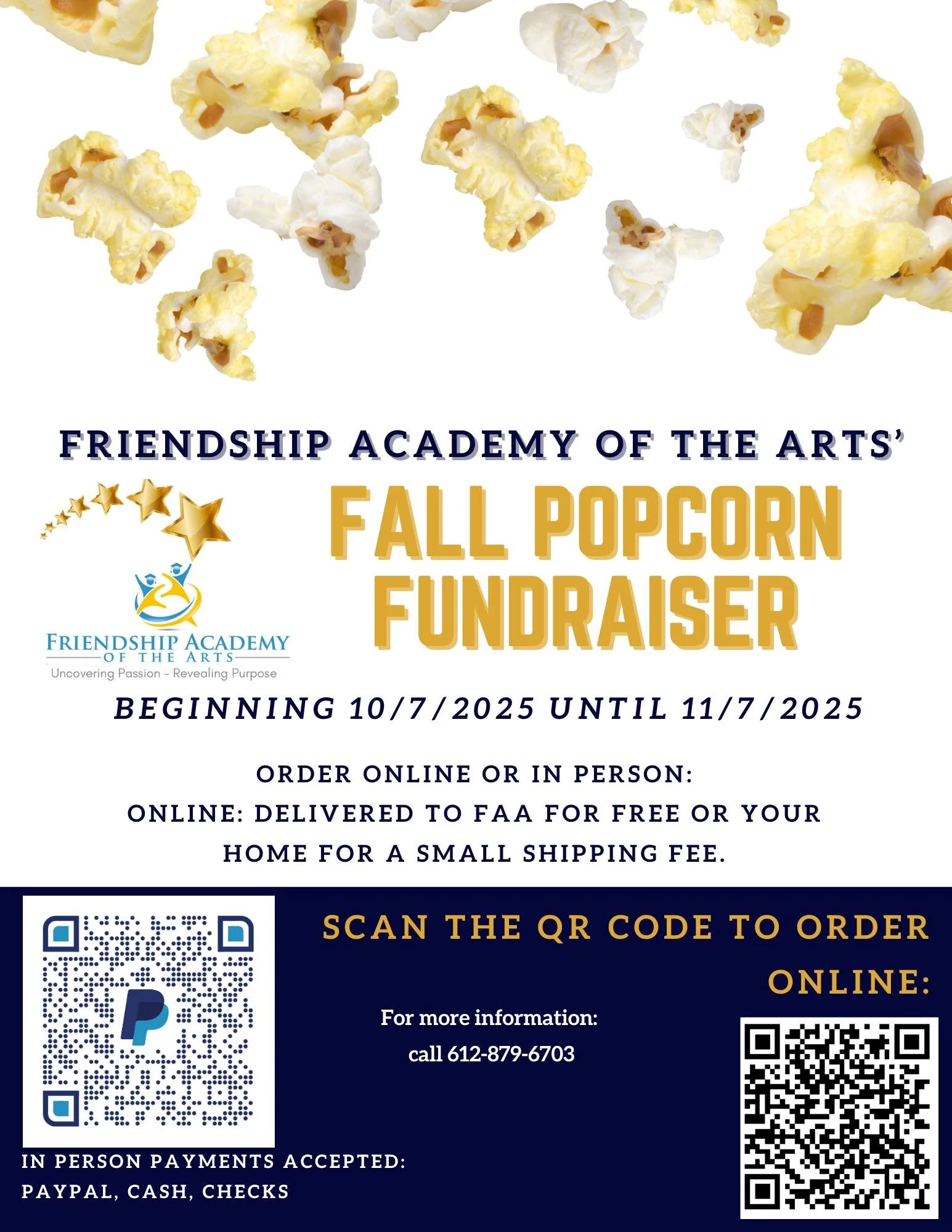 Last day to get your popcorn!  Click the link or scan the QR code to order today!

 https://app.launchfundraising.com/productFundraiserHome/fundraiser/FFTEHM