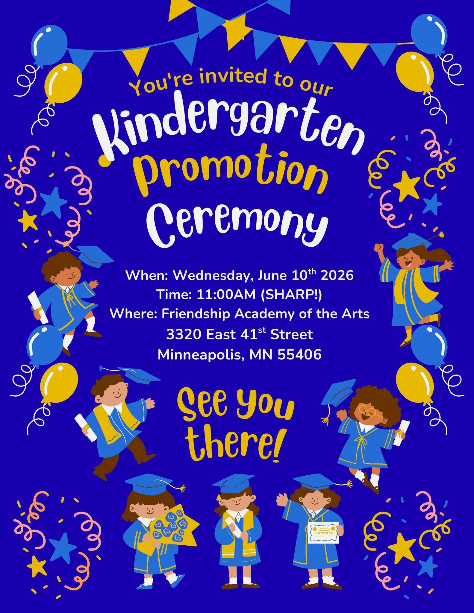 🎓✨ You&rsquo;re Invited! Kindergarten Promotion Ceremony ✨🎓

Join us as we celebrate a BIG milestone for our youngest scholars at Friendship Academy of the Arts!

Our Kindergarten students have grown, learned, and blossomed&mdash;and now it&rsquo;s