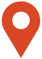 A red location pin icon on a white background.