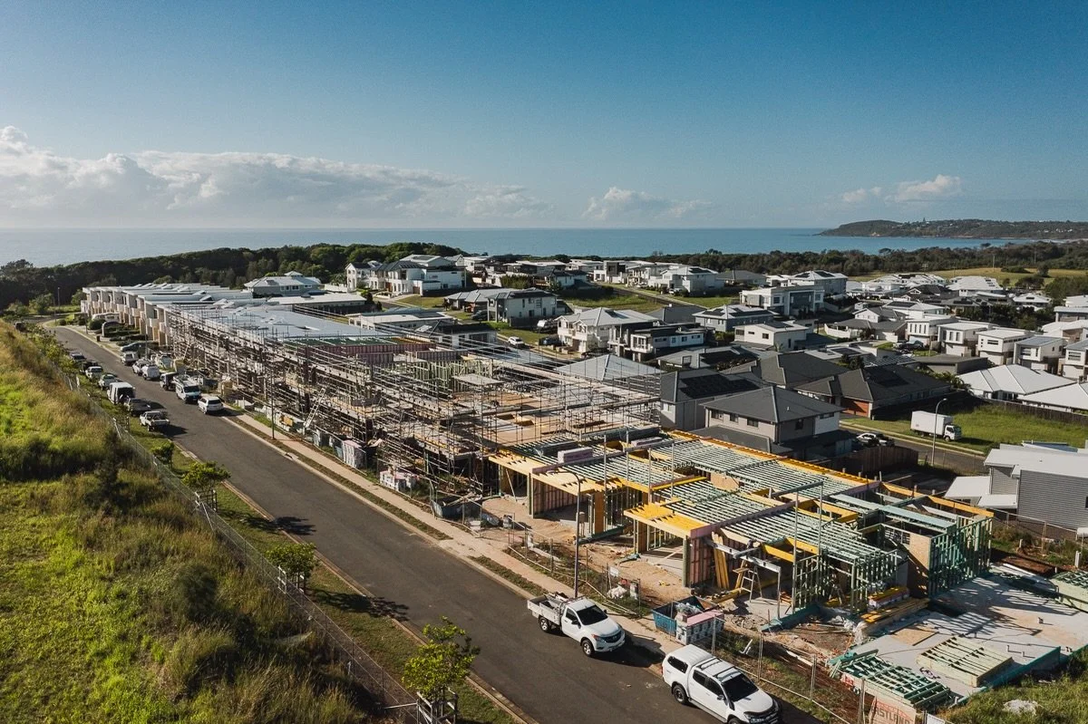 Progress shot from the air ☁️ 

Our Catarina project down in Lake Cathie is coming together well! 

We can&rsquo;t wait to show you the views of North Brother as you look out the backyard of these townhouses&hellip;