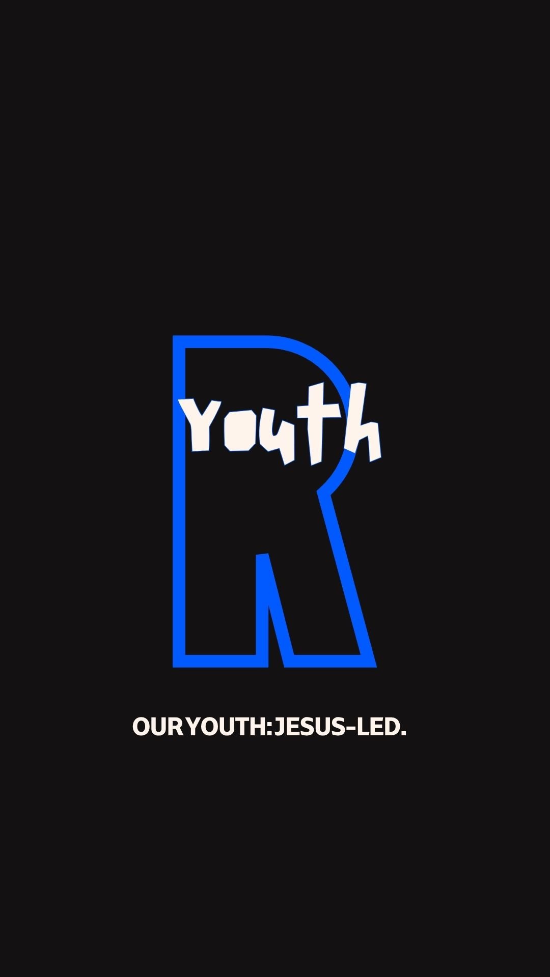 Neon sign reading 'BB Youth' with 'BB' in blue outline and 'Youth' in cursive white script on a black background.