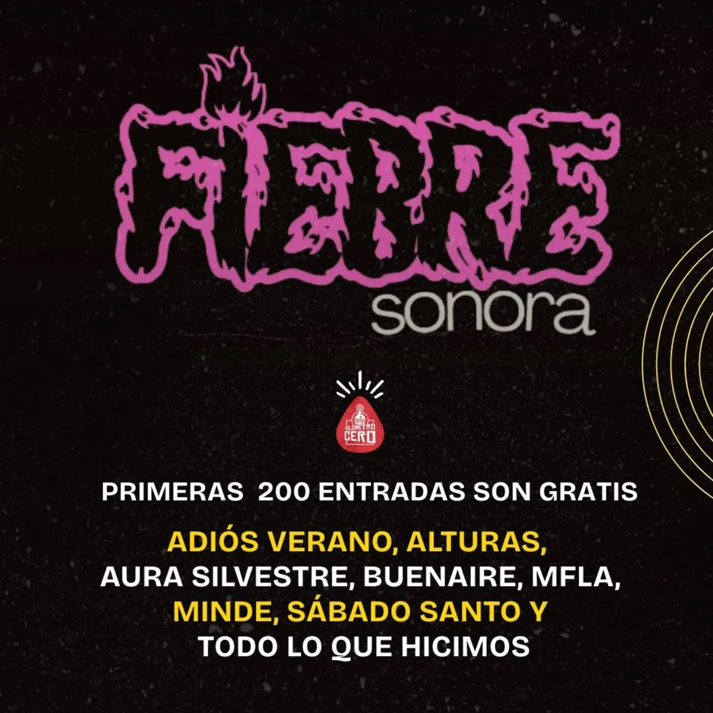 🔥 Fiebre Sonora llega este 9 de agosto a El Muro con ocho propuestas nacionales que sacuden la escena alternativa ⚡ Rock, psicodelia, electrónica, dream pop y más… 🎉 ¡Las primeras 200 entradas son gratis! Conseguí