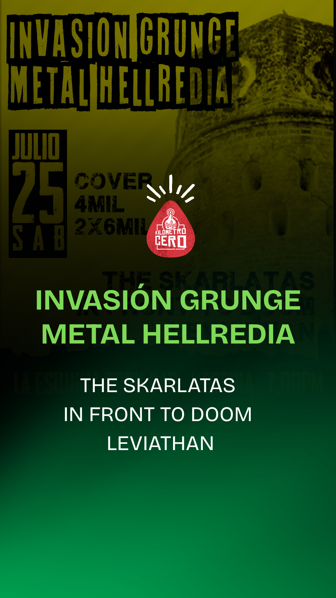 Invasión Grunge tomará Heredia con The Skarlatas, In Front To Doom y Leviathan