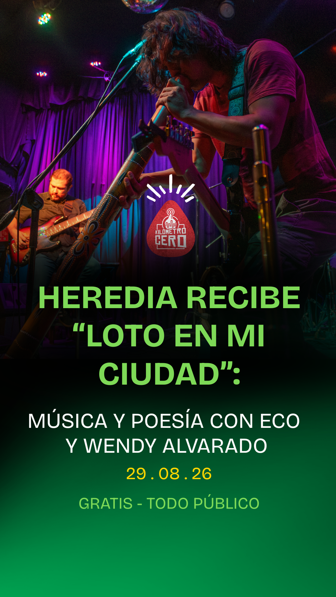 Heredia recibe “Loto en mi ciudad”: música y poesía con ECO y Wendy Alvarado
