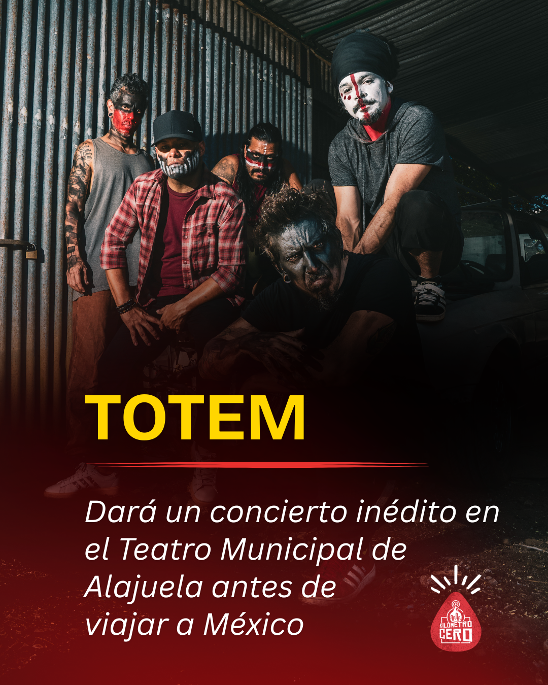 TOTEM dará un concierto inédito en el Teatro Municipal de Alajuela antes de viajar a México