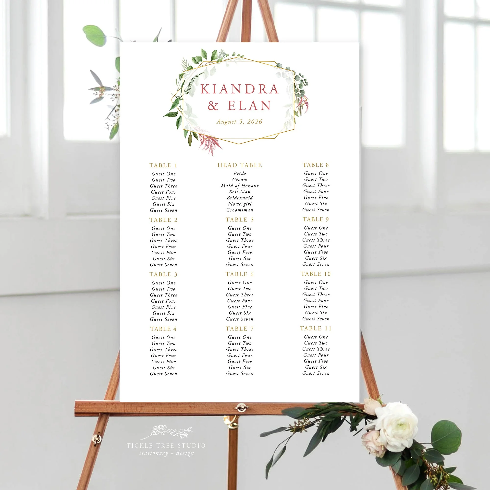Botanical Wedding Seating Chart – Greenery Seating Chart Sign - W026