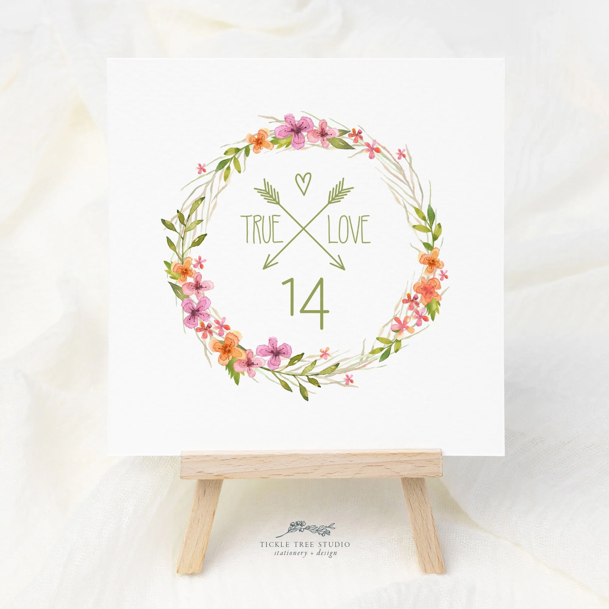 True Love Wreath Table Numbers - W015