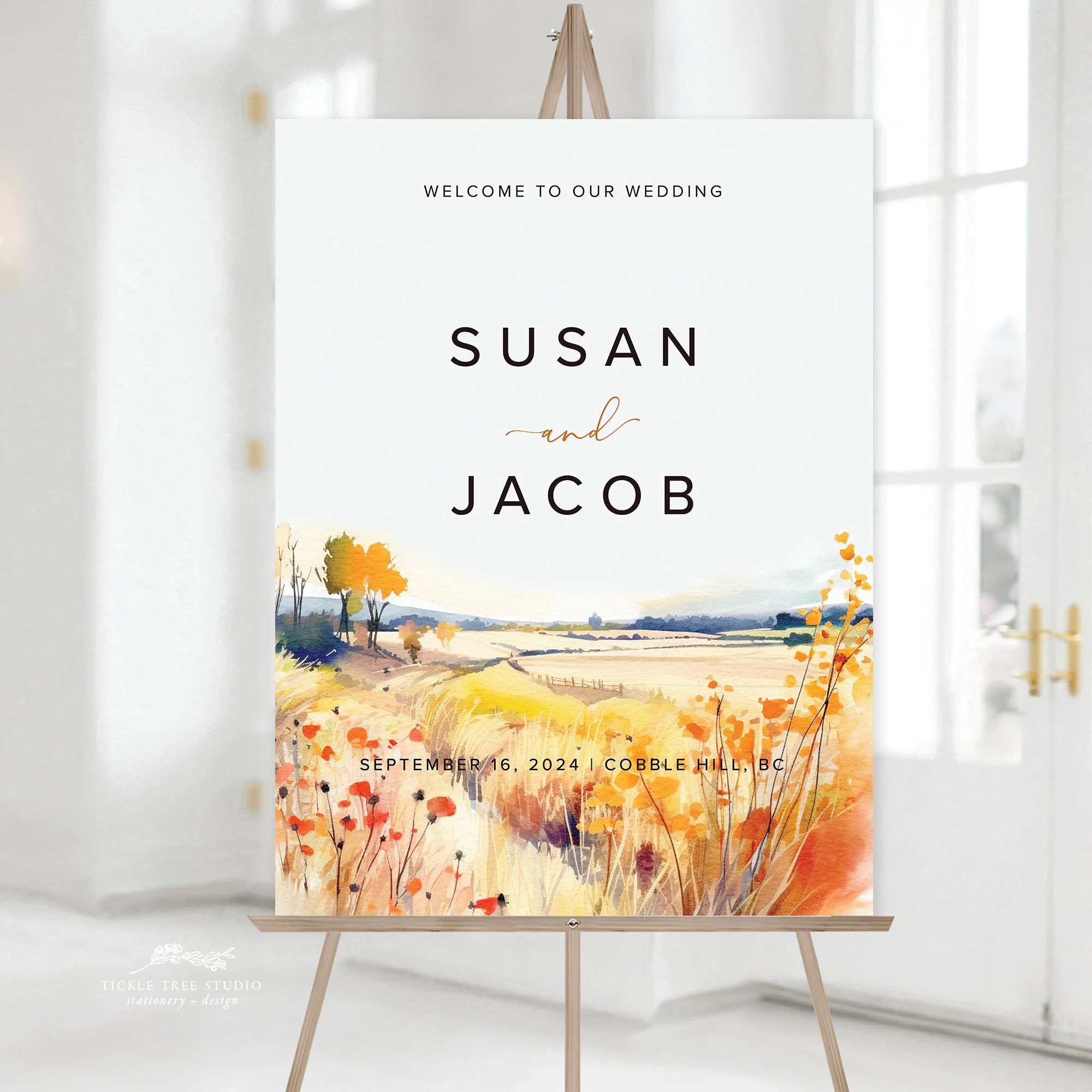 Rustic Meadow Wedding Welcome Sign – Countryside Wedding Sign - W004