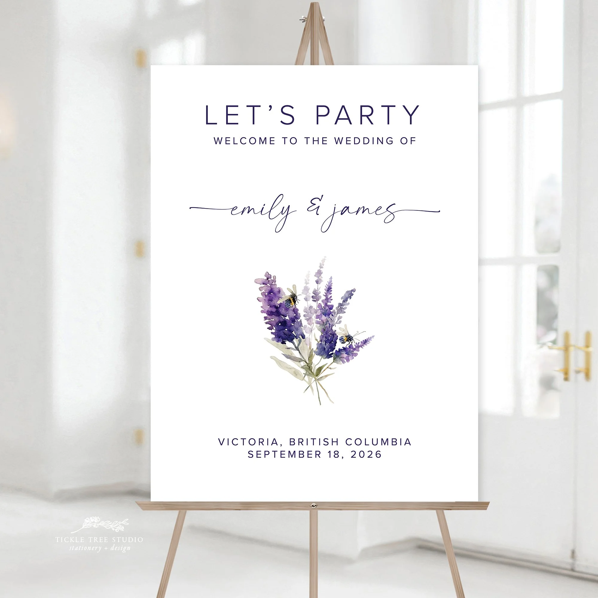 Lavender Wildflower Wedding Welcome Sign – Garden Wedding Sign - W001